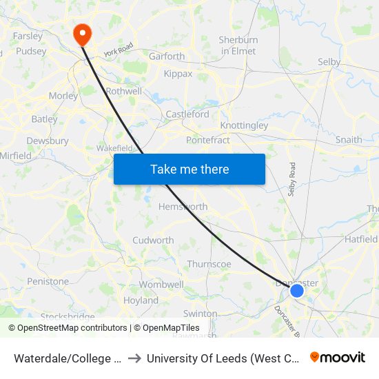 Waterdale/College Road to University Of Leeds (West Campus) map