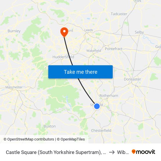 Castle Square (South Yorkshire Supertram), Sheffield Centre to Wibsey map