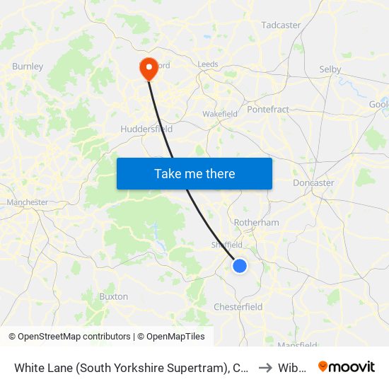 White Lane (South Yorkshire Supertram), Charnock to Wibsey map