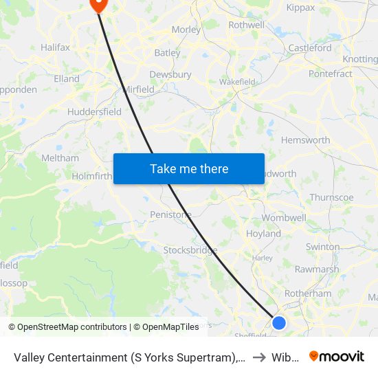 Valley Centertainment (S Yorks Supertram), Carbrook to Wibsey map