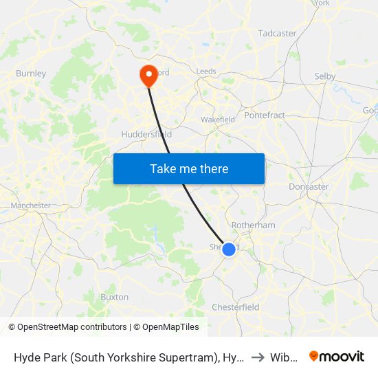 Hyde Park (South Yorkshire Supertram), Hyde Park to Wibsey map