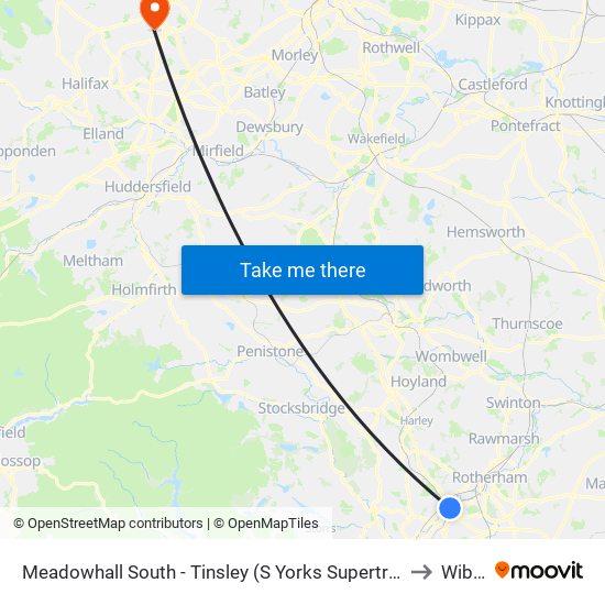 Meadowhall South - Tinsley From City, Meadowhall to Wibsey map