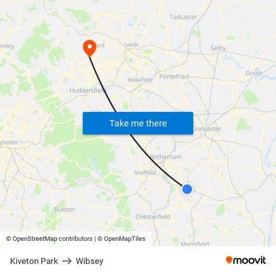 Kiveton Park to Wibsey map