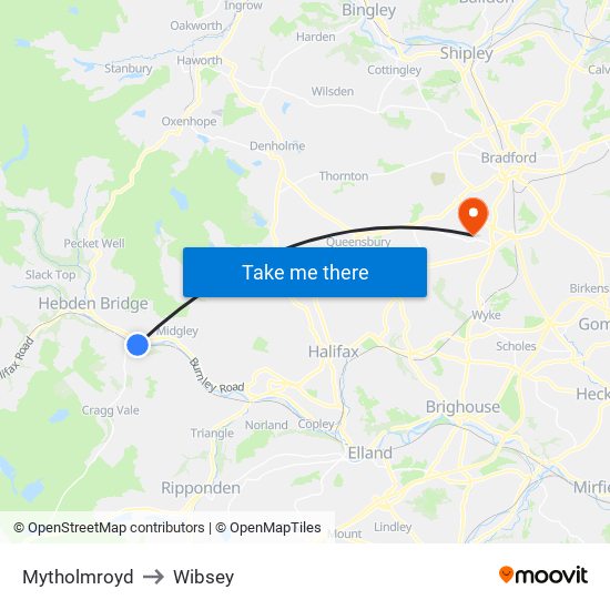 Mytholmroyd to Wibsey map