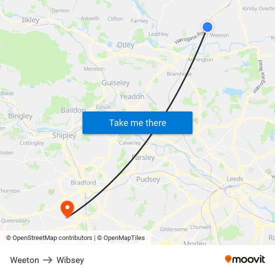 Weeton to Wibsey map