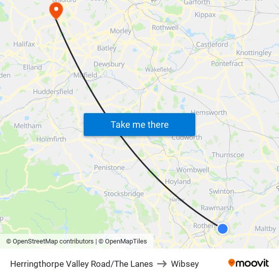 Herringthorpe Valley Road/The Lanes to Wibsey map