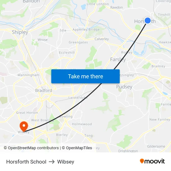 Horsforth School to Wibsey map