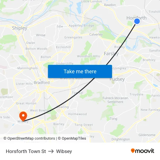 Horsforth Town St to Wibsey map