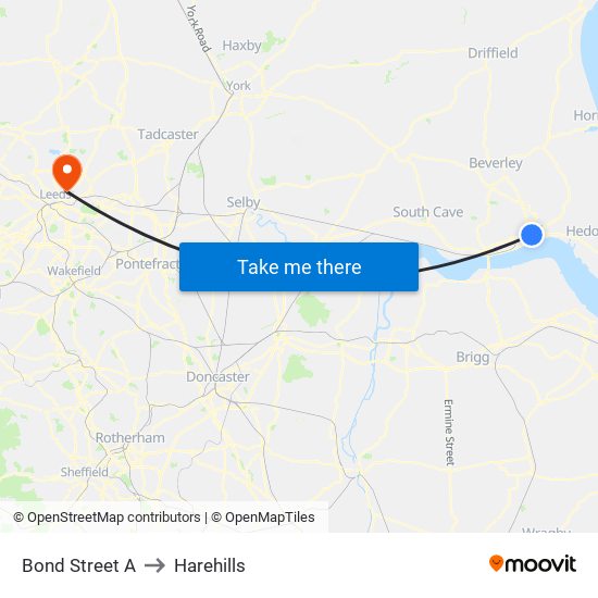 Bond Street A to Harehills map