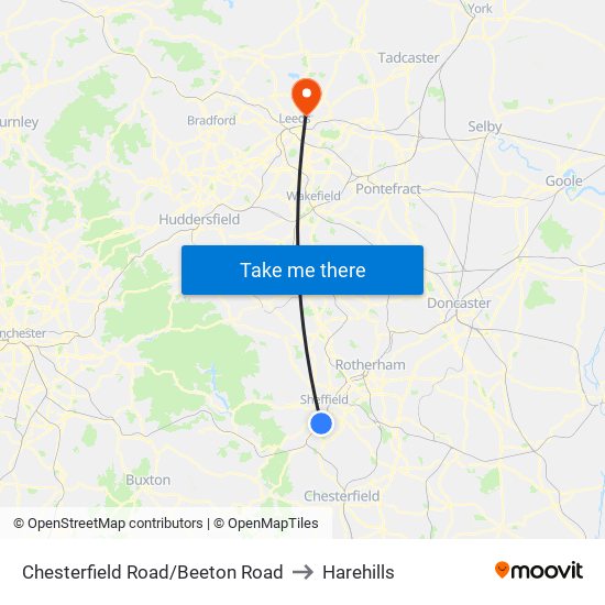 Chesterfield Road/Beeton Road to Harehills map