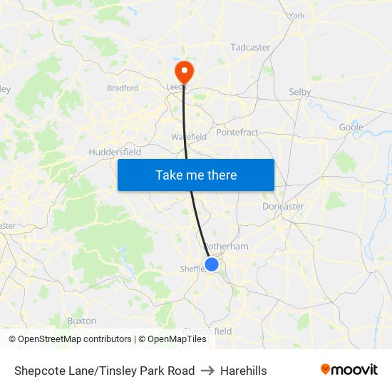 Shepcote Lane/Tinsley Park Road to Harehills map