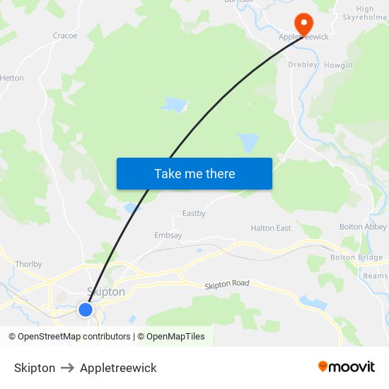 Skipton to Appletreewick map