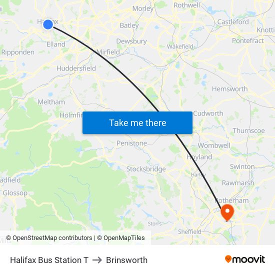 Halifax Bus Station T to Brinsworth map