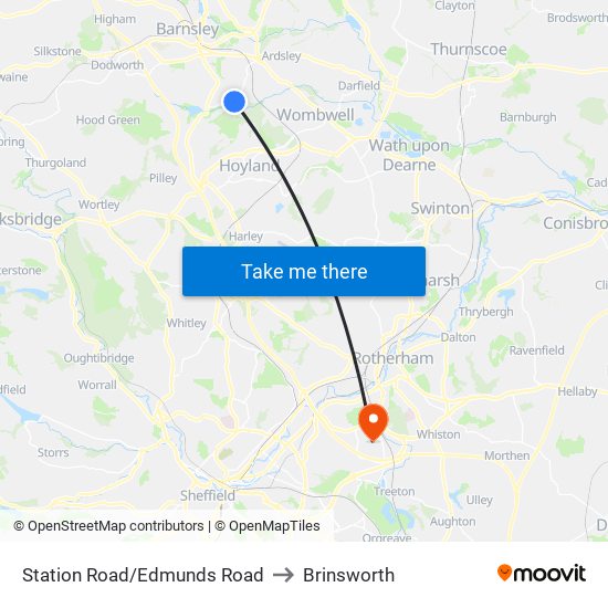 Station Road/Edmunds Road to Brinsworth map