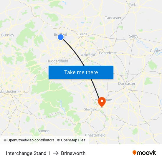 Interchange Stand 1 to Brinsworth map