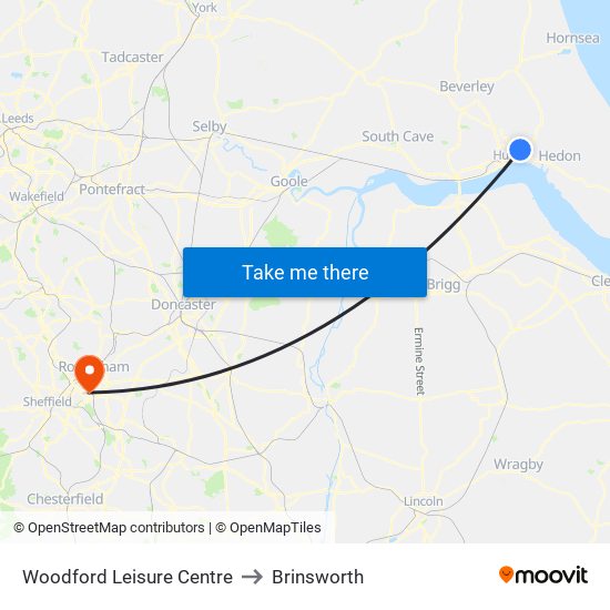 Woodford Leisure Centre to Brinsworth map