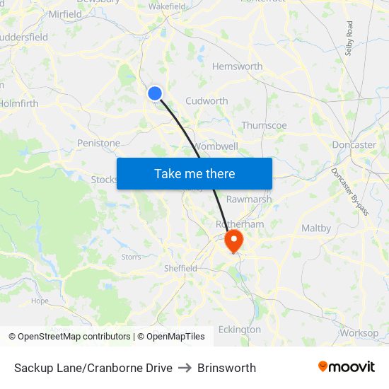 Sackup Lane/Cranborne Drive to Brinsworth map