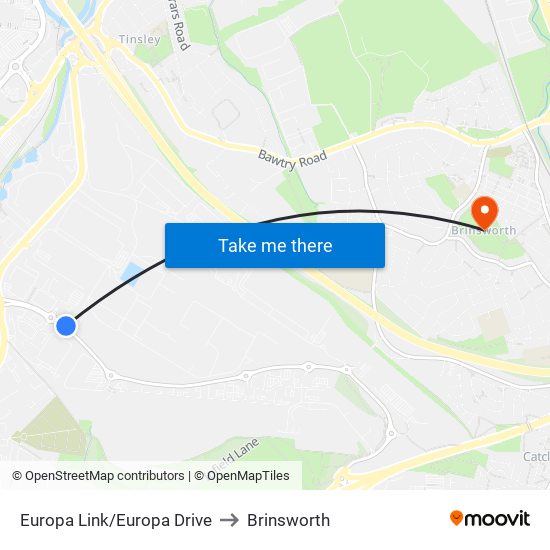 Europa Link/Europa Drive to Brinsworth map