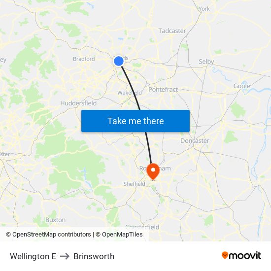 Wellington E to Brinsworth map