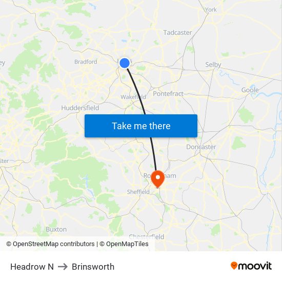 Headrow N to Brinsworth map