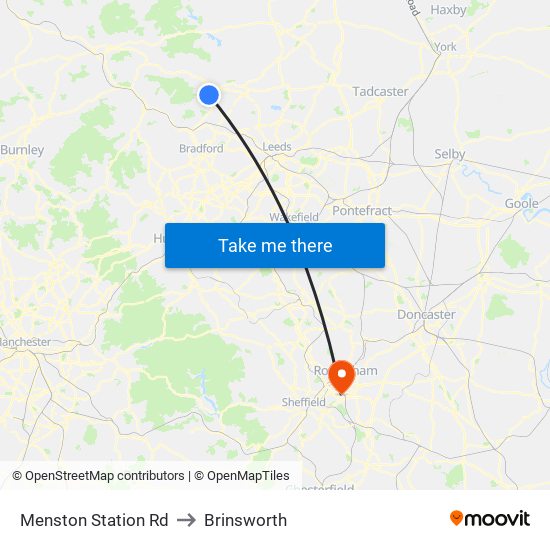 Menston Station Rd to Brinsworth map