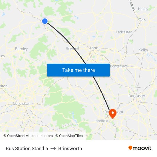 Bus Station Stand 5 to Brinsworth map