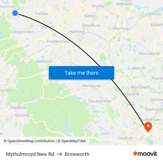 Mytholmroyd New Rd to Brinsworth map