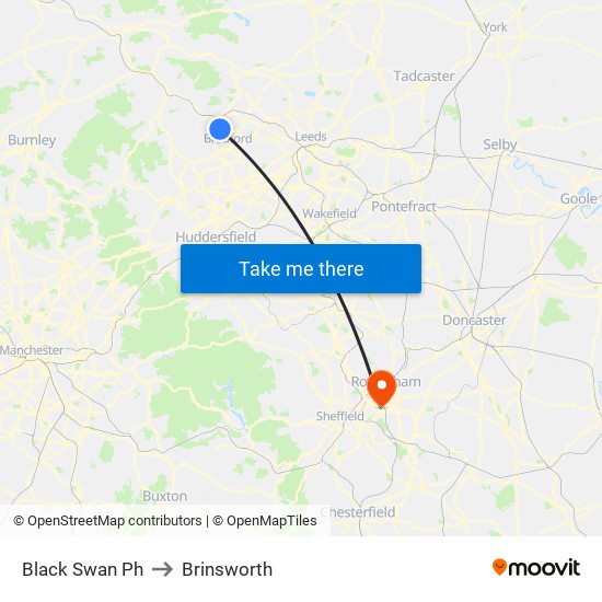 Black Swan Ph to Brinsworth map