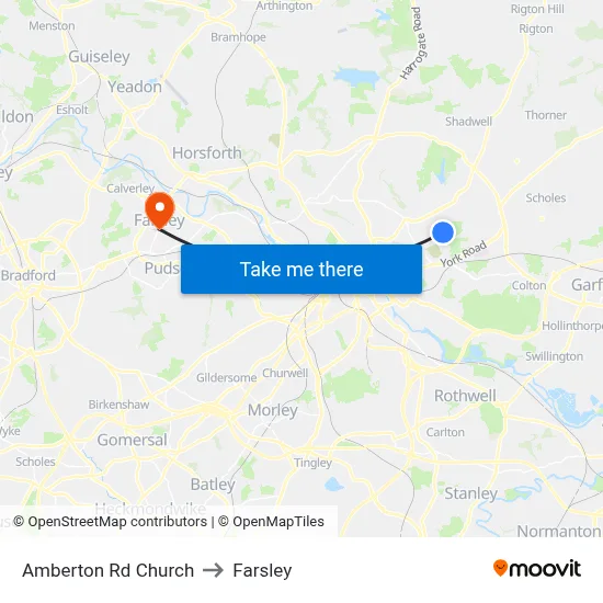 Amberton Rd Church to Farsley map