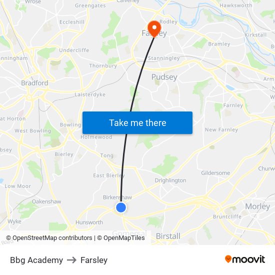 Bbg Academy to Farsley map