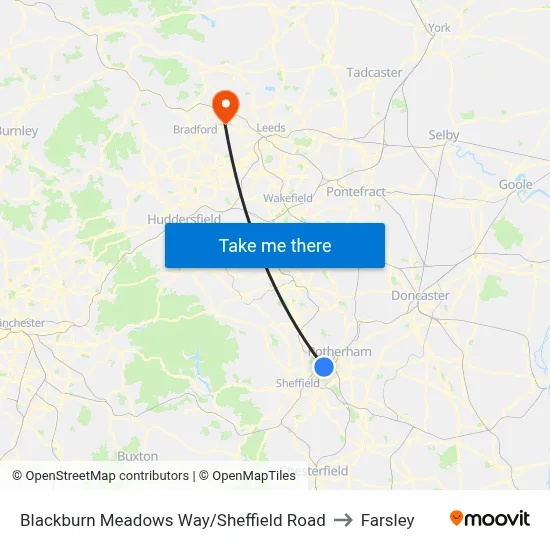 Blackburn Meadows Way/Sheffield Road to Farsley map