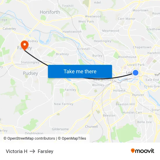 Victoria H to Farsley map