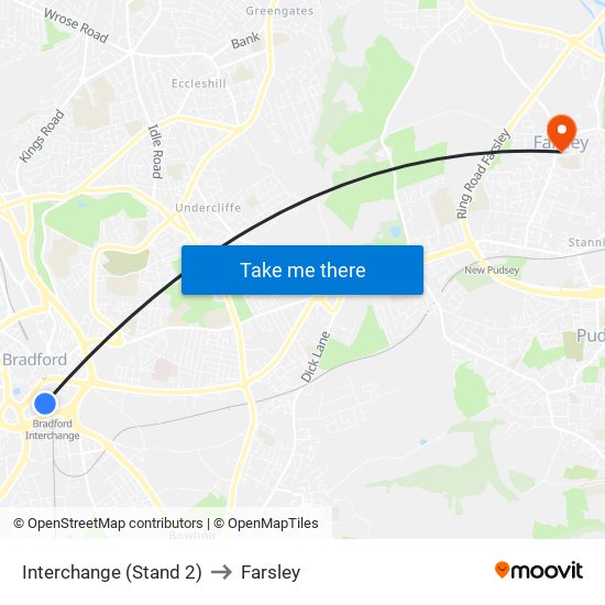 Interchange (Stand 2) to Farsley map