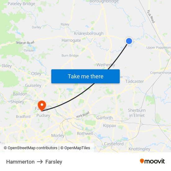 Hammerton to Farsley map