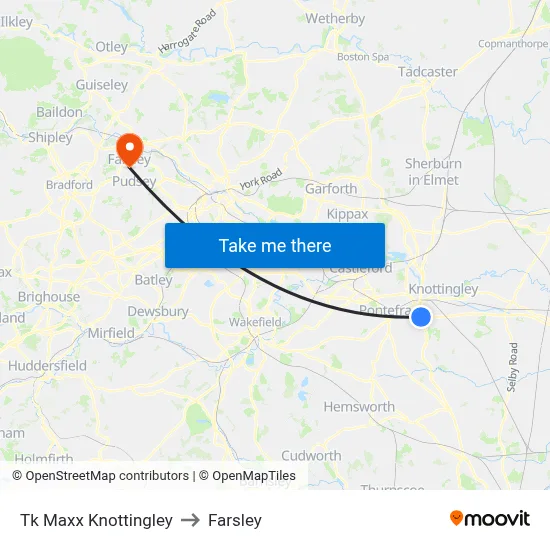 Tk Maxx Knottingley to Farsley map