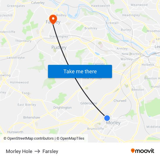 Morley Hole to Farsley map