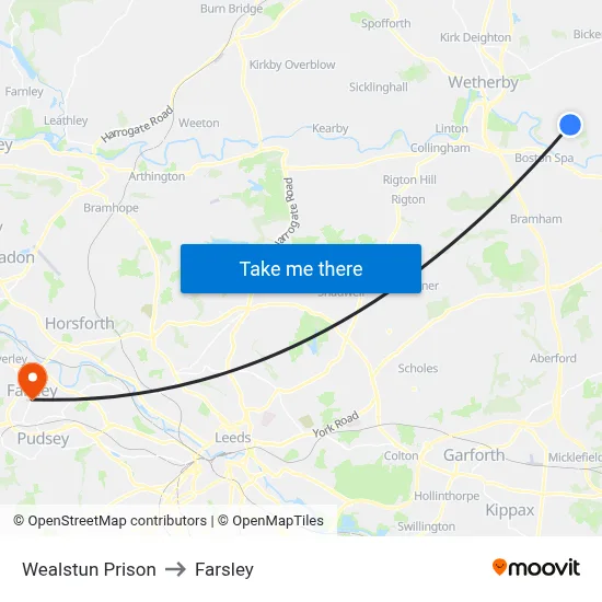 Wealstun Prison to Farsley map
