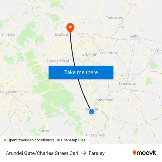 Arundel Gate/Charles Street Cs4 to Farsley map