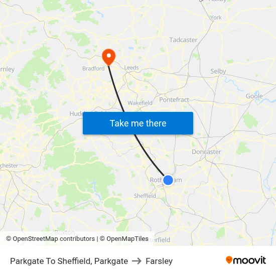 Parkgate To Sheffield, Parkgate to Farsley map