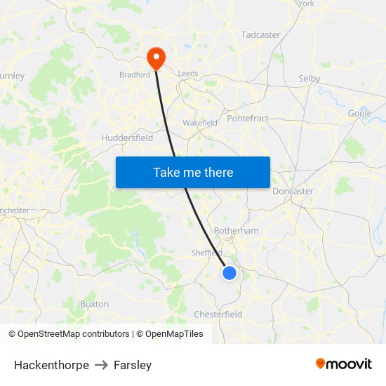 Hackenthorpe to Farsley map