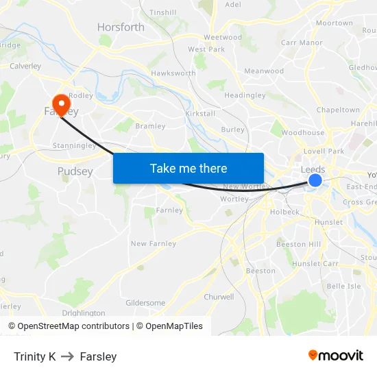 Trinity K to Farsley map