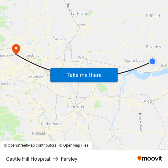 Castle Hill Hospital to Farsley map