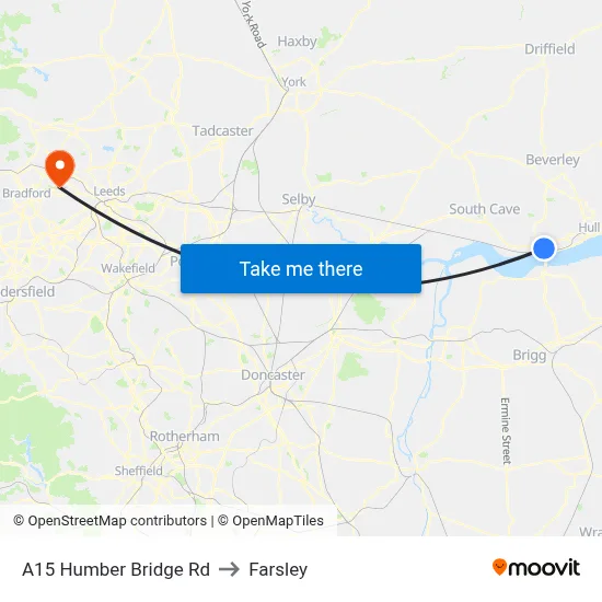 A15 Humber Bridge Rd to Farsley map
