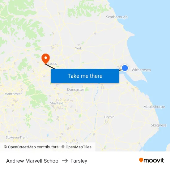 Andrew Marvell School to Farsley map