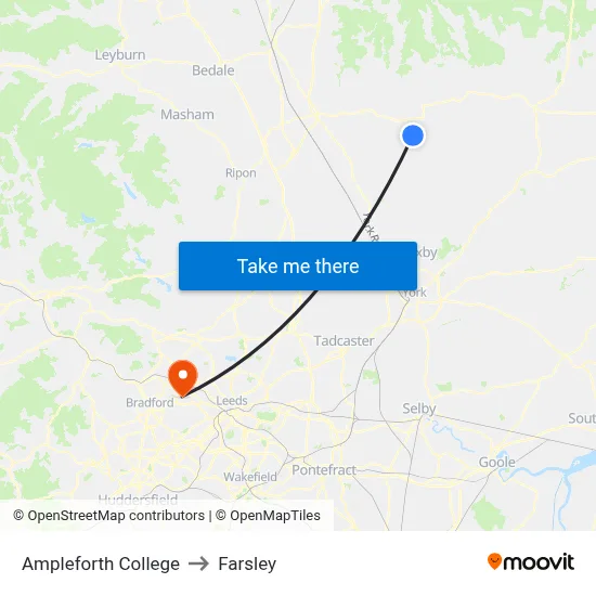 Ampleforth College to Farsley map