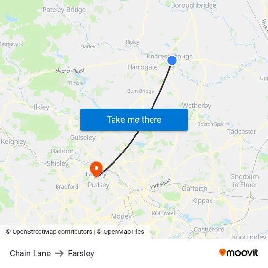 Chain Lane to Farsley map