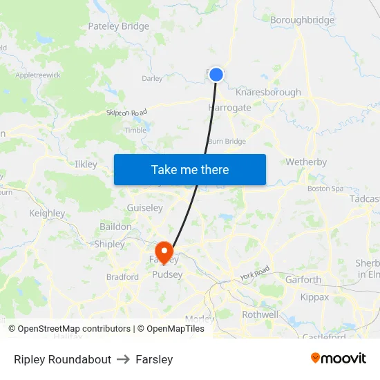 Ripley Roundabout to Farsley map