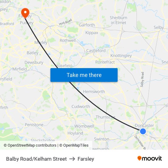 Balby Road/Kelham Street to Farsley map