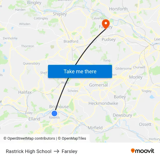 Rastrick High School to Farsley map