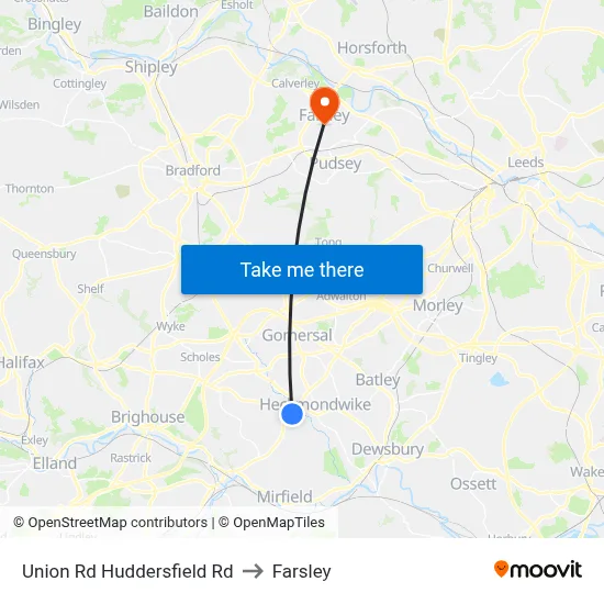 Union Rd Huddersfield Rd to Farsley map